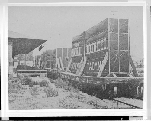 The delivery of equipment by rail for Santa Ana River #1 Hydro Plant