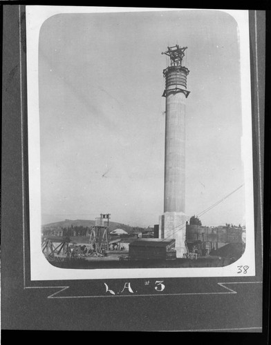 The stack of Los Angeles #3 Steam Plant under construction