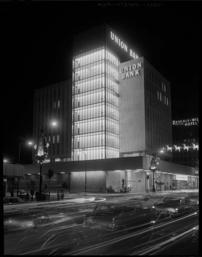 Union Bank building with Beverly Wilshire Hotel in background