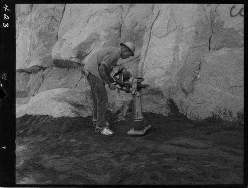 Big Creek - Mammoth Pool - Demonstrating hand operated compacting tools