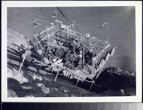 Equipment platform on steep incline to Colorado River level at Hoover Dam site