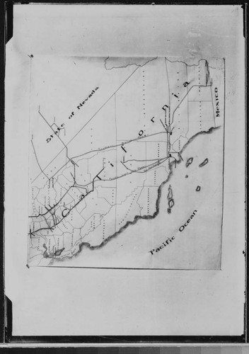 Partial map of California showing the early transmission line corridors