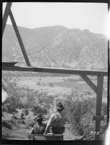 View of the pipe line tram and the construction crew during the construction of the Tule Plant