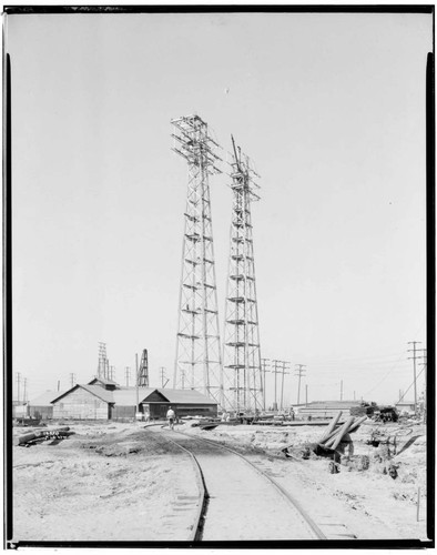 Long Beach Steam Station, Plant #3 - View of two towers nearest plant