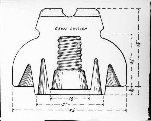 A drawing of the insulator from Redlands to Riverside; the transmission of Mill Creek #2 Hydro Plant