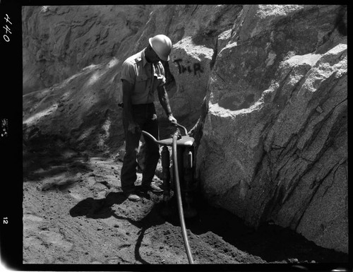 Big Creek - Mammoth Pool - Demonstrating hand operated compacting tools