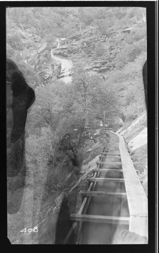 A portion of the flume at Kaweah #1 Hydro Plant