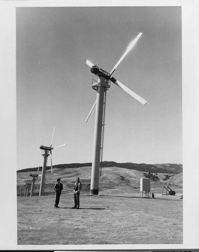 "Blue Max" (modified Merkham) horizontal axis 50-kilowatt wind energy at American Wind Energy Systems facility