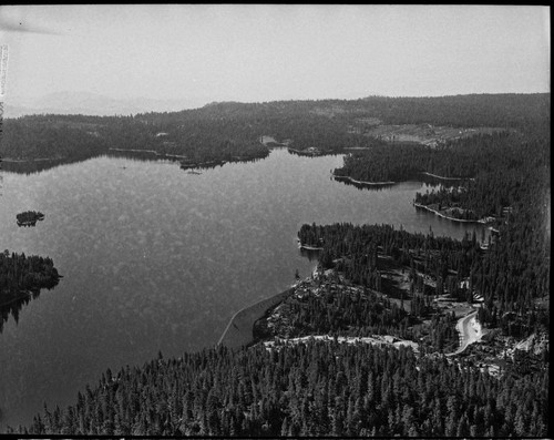 Aerial photo of Shaver Lake and Shaver Lake Dam