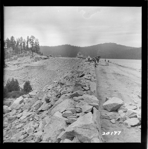 Big Creek, Huntington Lake Dams - Progress of backfills on Huntington Lake Dams by Stone & Webster Co