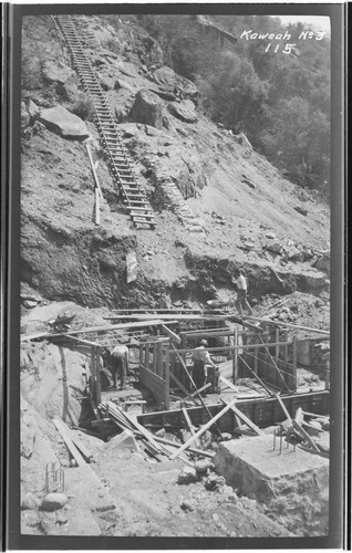 Mountain view of the construction site of Kaweah #3 Hydro Plant