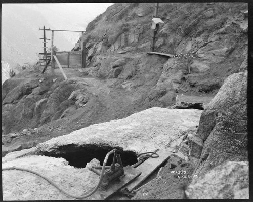 Break in concrete flume at Kern River #1 Hydro Plant