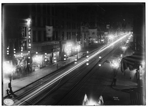 A night photo of Main Street