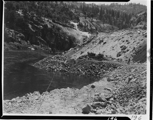 Big Creek - Mammoth Pool - Beginning construction of diversion cofferdam West abutment