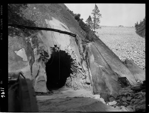 Big Creek - Mammoth Pool - General view - diversion tunnel outlet and downstream dam face