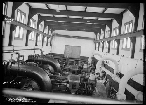 Circulating engines in Pump House for Redondo Beach Steam Plant