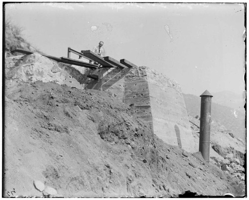 The penstock at the head of the pipe line at Kaweah #2 Hydro Plant