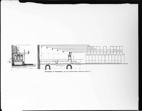 A drawing of the high tension wiring at Santa Ana River #1 Hydro Plant