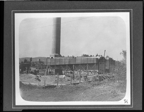 Los Angeles #3 Steam Plant under construction of the boilers and stack