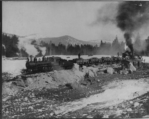 Stone & Webster #11 is working the gravel pit in the Basin in February 1913