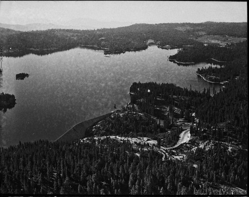 Aerial photo of Shaver Dam at Shaver Lake