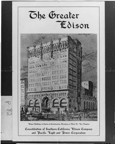 The consolidation of Pacific Light and Power into the Edison Company resulted in the formation of the nation's fifth largest electric utility