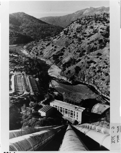 This 1986 view looks down the penstocks towards Big Creek Power House No