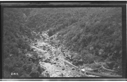 The Middle Fork headworks while under construction at Kaweah #3 Hydro Plant