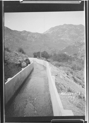 The completed Middle Fork conduit filled with water at Kaweah #3 Hydro Plant