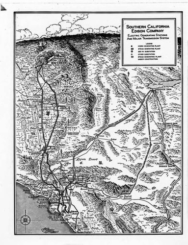 Map of power stations and transmission for the Edison Service Area