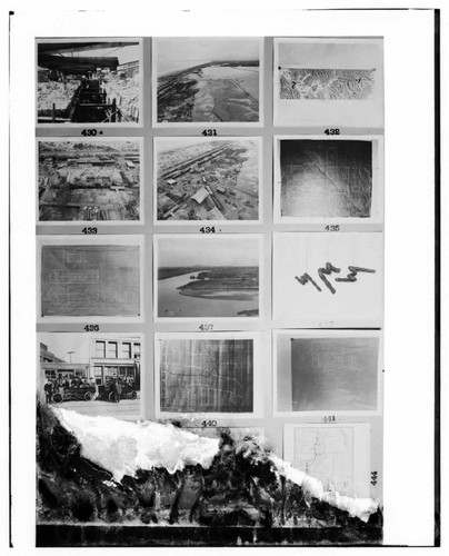 This is a multi-image negative that depicts construction of Long Beach Steam Plant, drawings, charts. Undamaged images included on the plate are copies of original negatives: 02 - 00430; 02