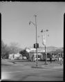 Street light and signal on corner at Mobil service station (Baldwin Ave. & Duarte Rd