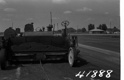 Miscellaneous Facilities - Hanford Poleyard & District Store - View of Adinson Paving machine used in distributing asphaltic concrete. R. B. Wells
