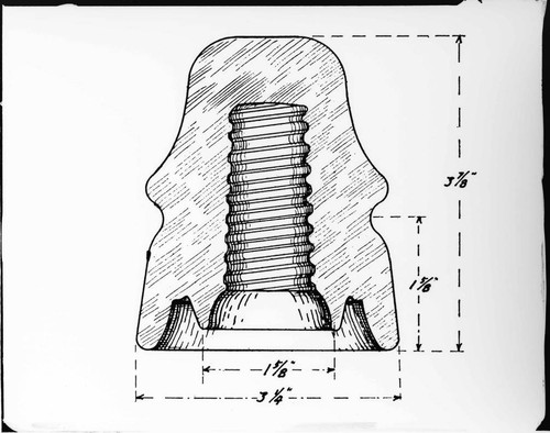 A drawing of the Santa Ana type glass insulator