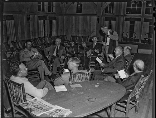 Big Creek Valley Editors Tour: group sitting in lodge