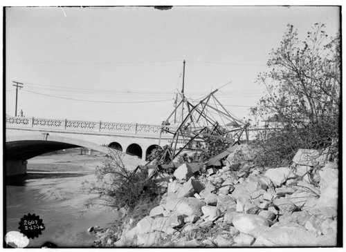 The southward view of a demolished tower which was a result of the storm of February 20