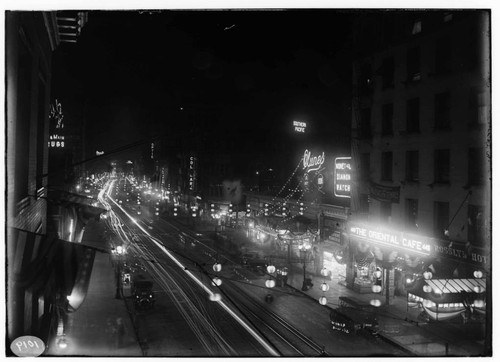 A night photo of Main Street