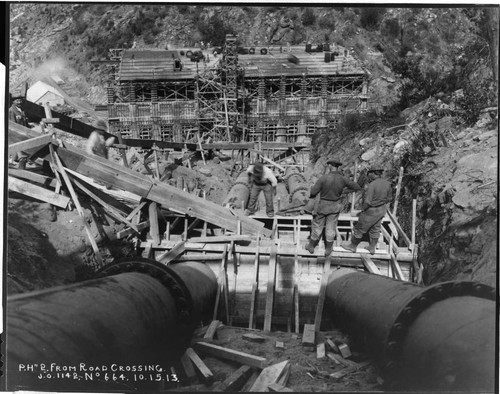 The gradient of the penstrock pipe down to Powerhouse #2 was not quite as steep as that to Powerhouse #1