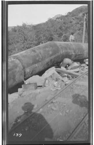 A close-up view of the bend of a pressure pipe at Kaweah #3 Hydro Plant