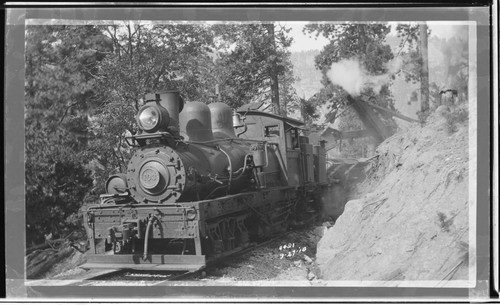 Steam shovel [loading dump cars pulled by Shay locomotive