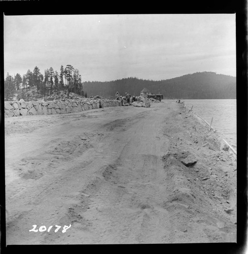 Big Creek, Huntington Lake Dams - Progress of backfills on Huntington Lake Dams by Stone & Webster Co