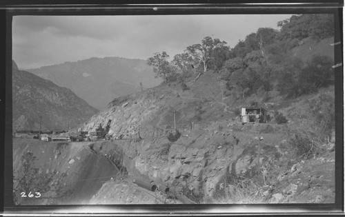 The excavation of the reservoir at Kaweah #3 Hydro Plant