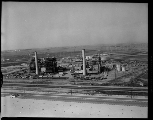 Aerial views of steam plant construction Huntington Beach Steam Station