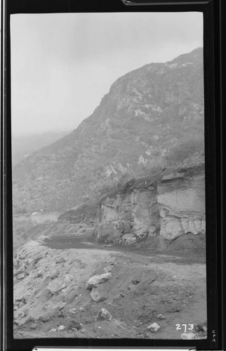 The excavation of the bench of the main conduit at Kaweah #3 Hydro Plant