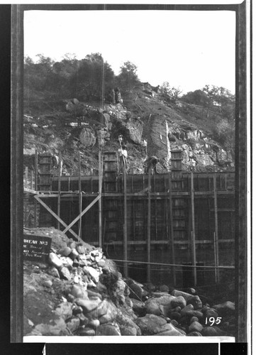 A construction crew building Kaweah #3 Power House and tailrace