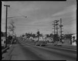 Street scene and streetlights near unknown substation