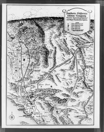 Map showing SCE's major generation and electric transmission system in 1949