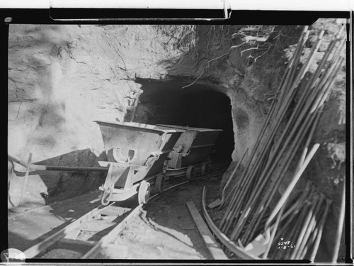 Mining carts at the outlet to new diversion tunnel P