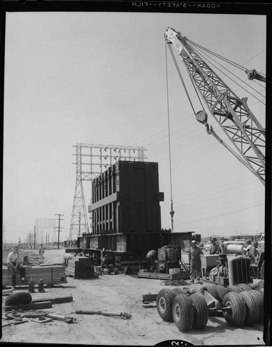 Electrical equipment on blocks in transmission corridor