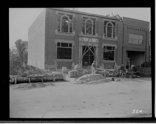 A construction crew working on the construction of the Visalia Local Office Building